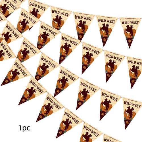 1/3/5 stk. wild west-tema vimpelguirlande - western party dekorationer med cowboy design, cowboy heste racer triangulært banner til fødselsdagsfestartikler