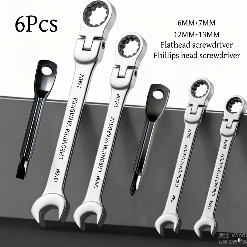 Temu – TEMU 18/6pcs Flex-head Ratcheting Wrench Set, Ratchet Combination Wrench Sets With Organizer Box, 72 Teeth Steel Ratcheting Wrench Set With 180°