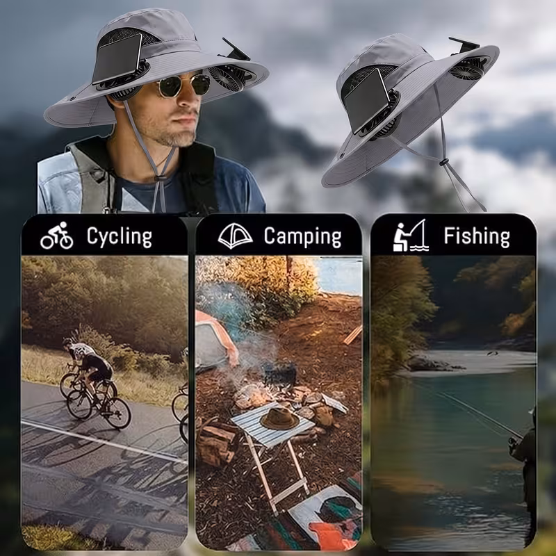 solar fan hat with 2 cooling fans breathable wide brim sun hat for men and women with adjustable wind and adjustable strap for travel gardening summer activities single hat without fan 1 fan Product details 2