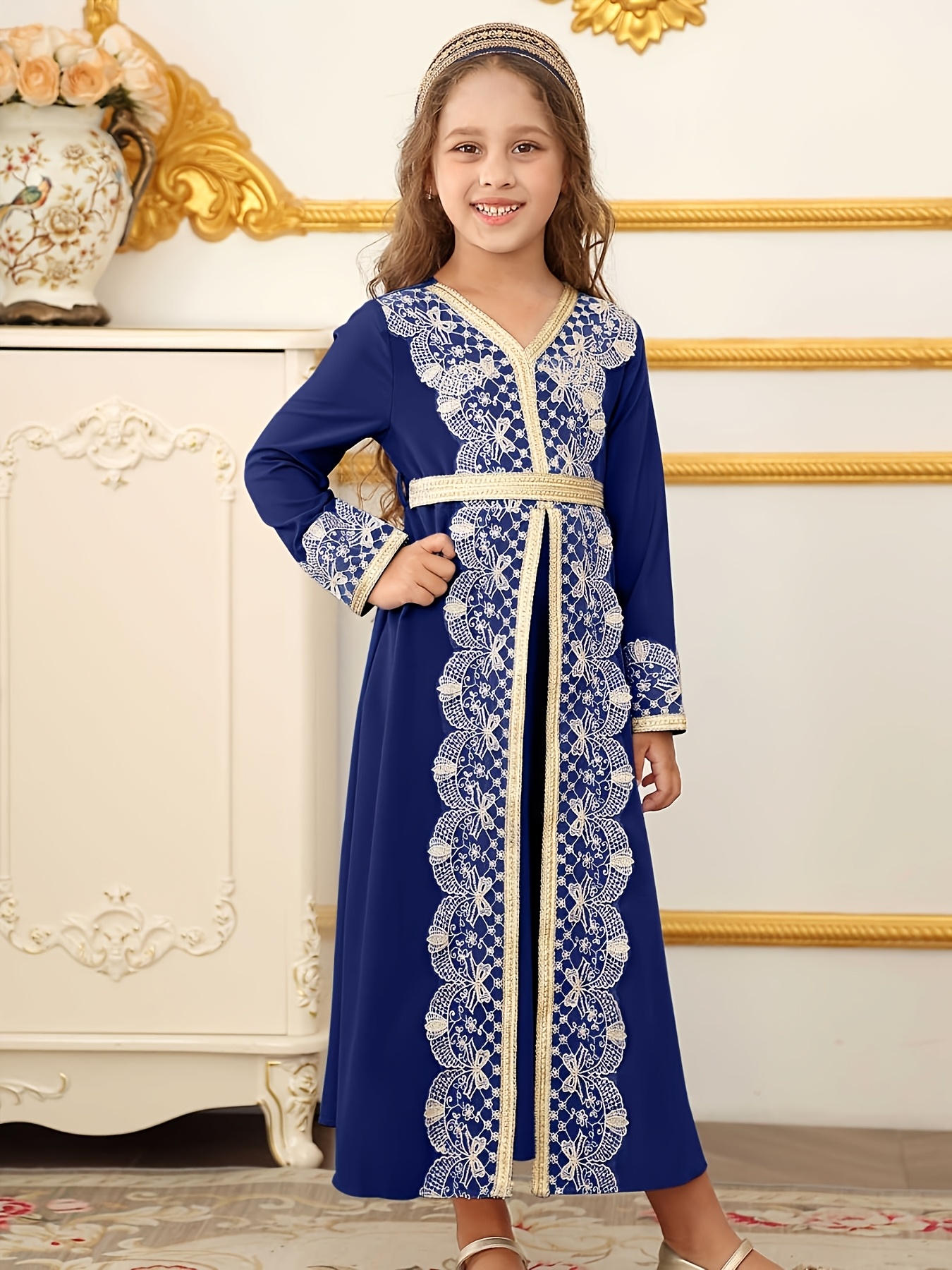 moroccan ethnic dress lace muslim dubai dress islamic - Temu Mauritius