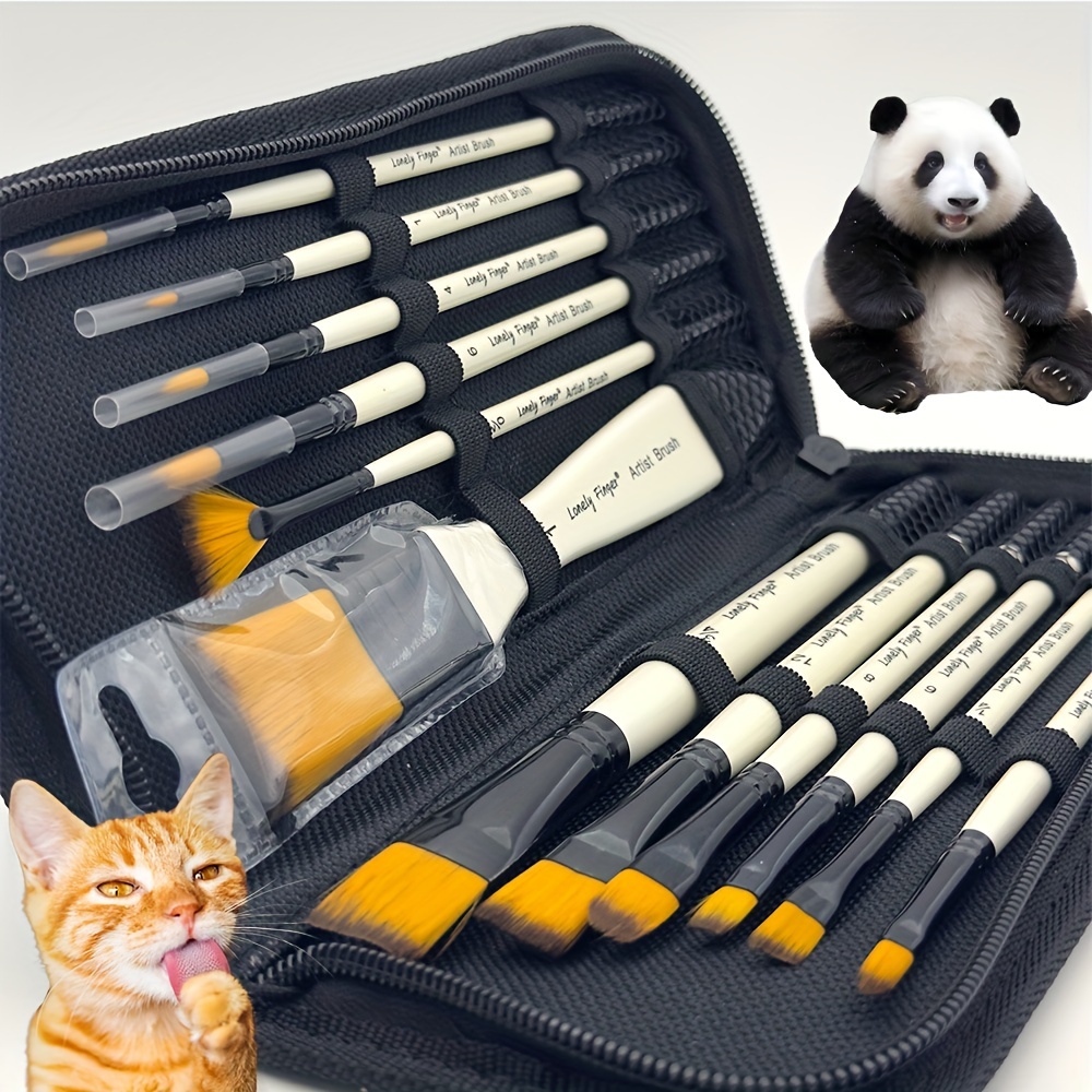 

12pcs Set Portable - Wooden Art Brushes For Painting And Drawing