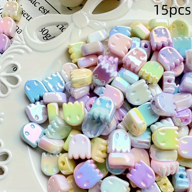 Image of 15 Acrylic Beads With A Shiny Surface, Suitable For Jewelry, Bracelets, And Beaded Pens - Multicolored Beads For Making Jewelry And Bracelets