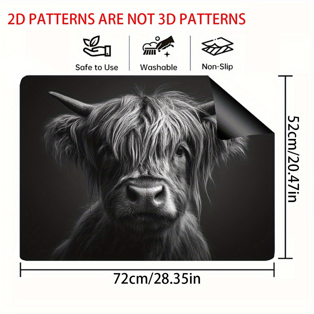 TEMU 1pc, 2d Flat Design Featuring Highland Cows - A Stove Top Protector And Oven Liner, Ideal For Decor, Contemporary Kitchen Additions, Countertop