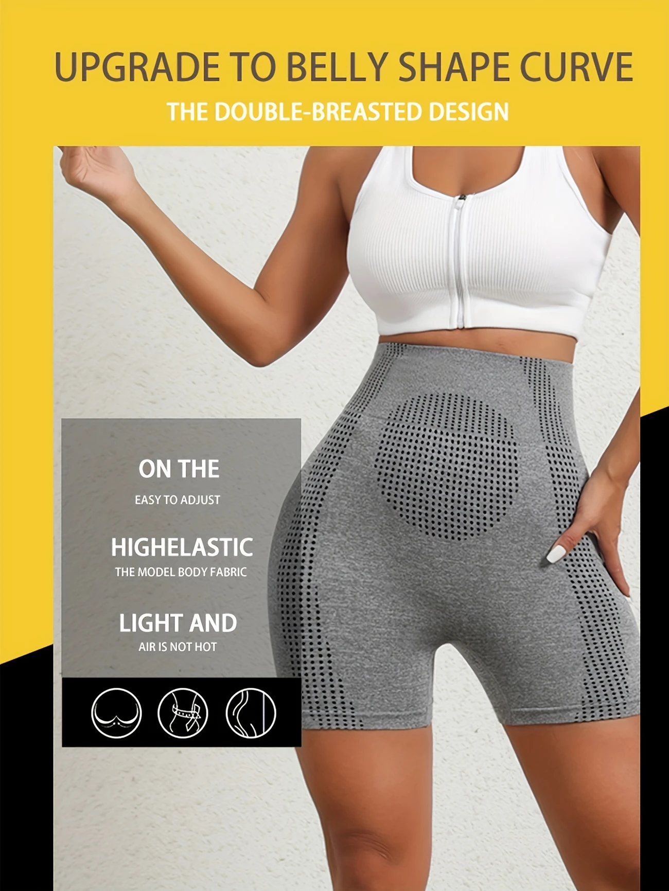 with our high waisted adjustable and breathable shorts everyday wear or workout grey 1