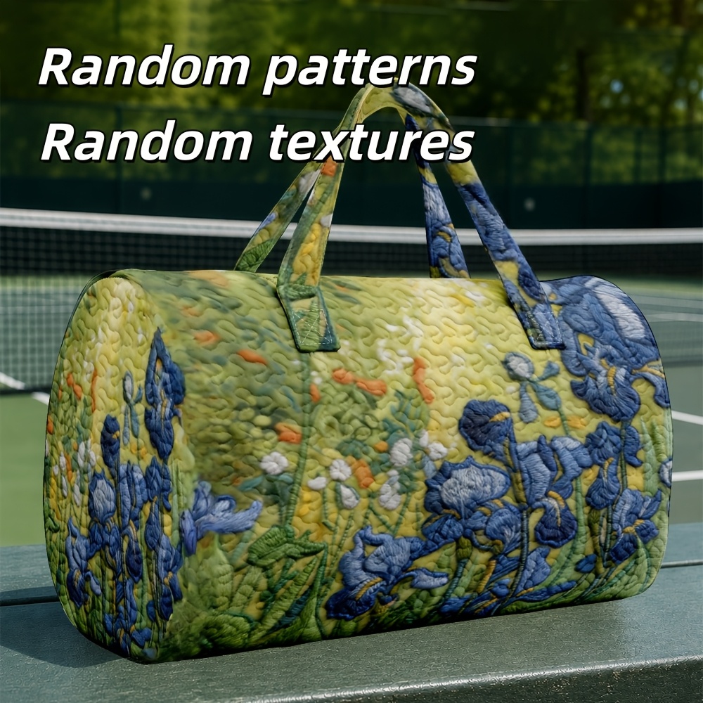 TEMU 1pc Blue- Green Gradient Pattern Quilted Travel Duffel Bag Post- Nature Suitable For Art Lovers And Love Floral Themes Large Capacity Overnight
