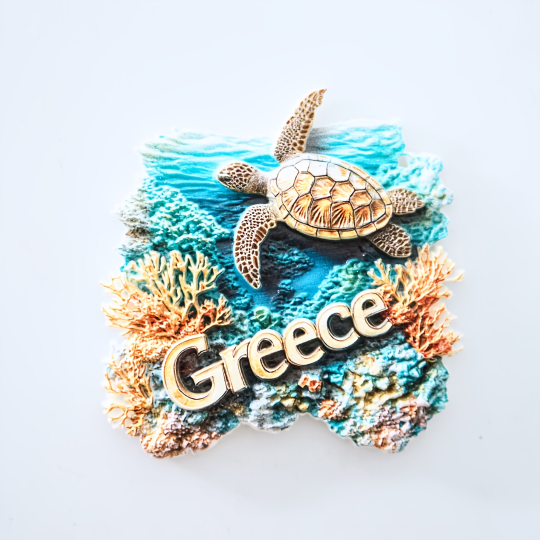 Image of 1pc, Greek Ocean Refrigerator Magnet, Ocean Scenery Magnet, Sunset Magnet, Greek Travel Magnet, Sailboat Magnet, Blue Magnet, Colorful Magnet, Decor, Home Decoration
