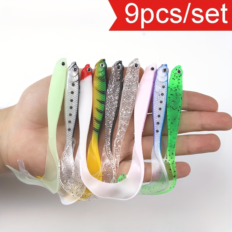 9pcs/set Lure Soft Fishing Bait Swimbait Soft Bait Fishing Soft Plastic Lure Assorted Color