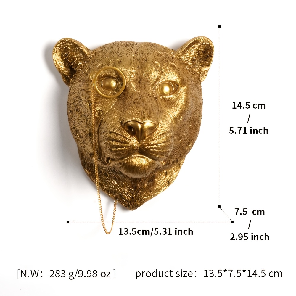 TEMU 3d Handmade Golden Resin Leopard Print Wall Art, Featuring A Monochrome Animal Wall Design, Used For Wall Decoration In The Entrance Gallery