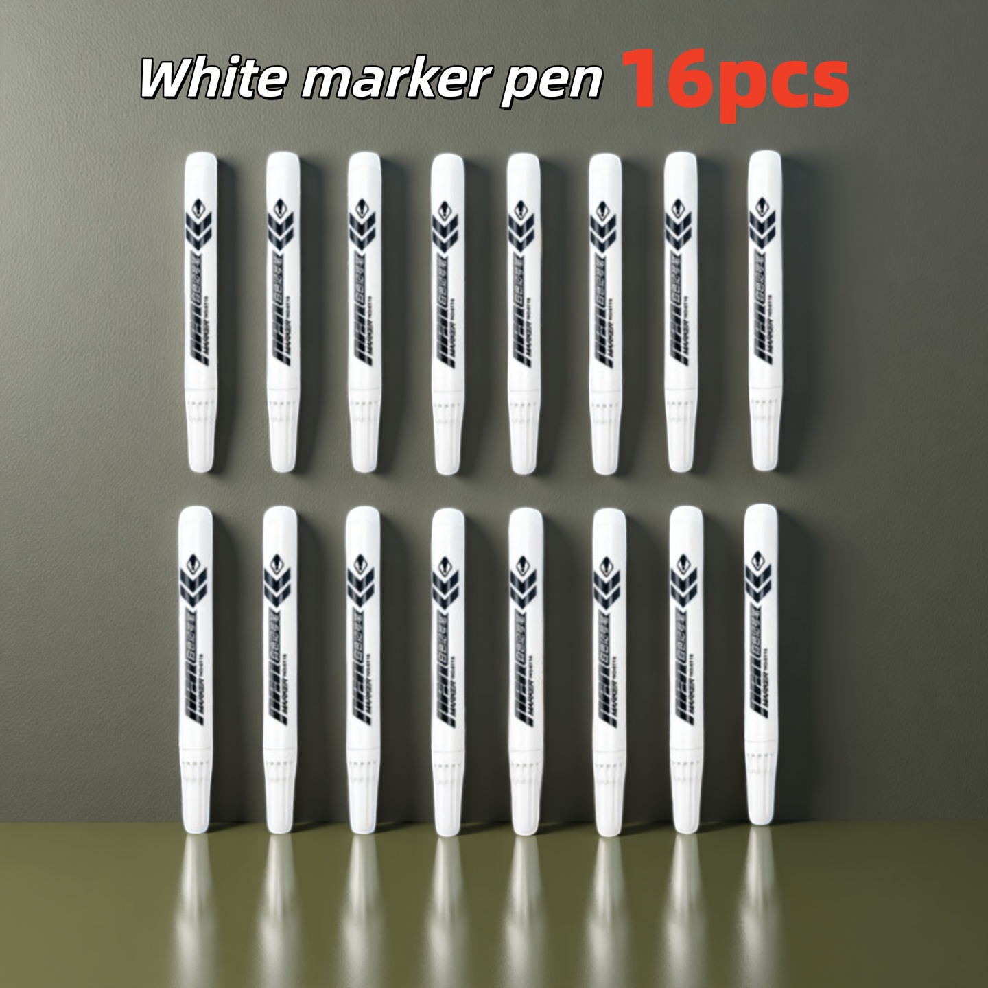 Image of 16pcs White Marker Pen , Pen, Writing Pen, High-quality, Non Smudging, Oil-based White Ink, Medium Pen Tip, Suitable For Writing On Surfaces Such As Plastic, Glass, Metal, Etc., Durable Marker Pen
