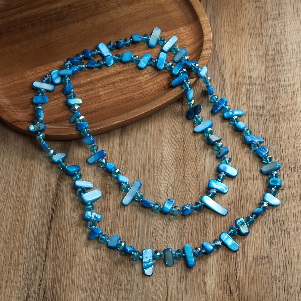 Bohemian Colorful Shell Glass Layer Long Necklace for Women
