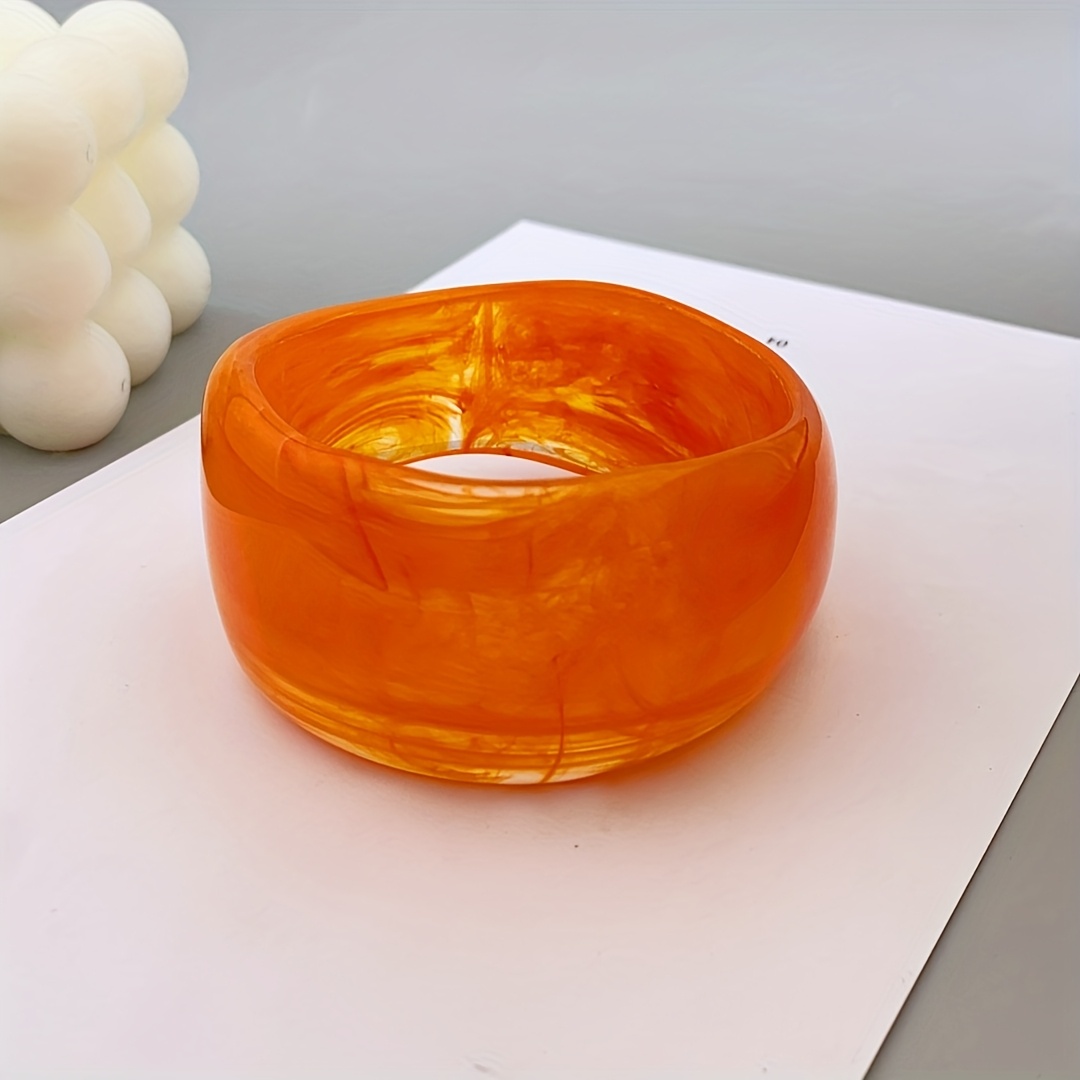 Vibrant Orange Marbled Acrylic Resin Bracelet