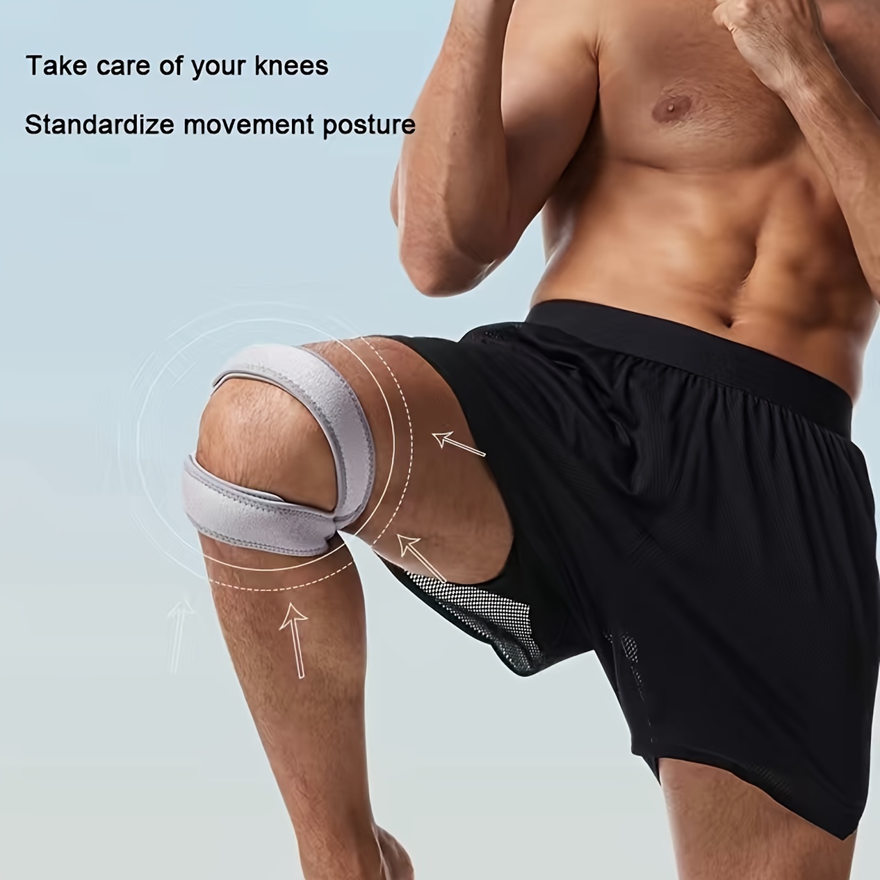 adjustable knee support brace for men   patella protection polyester fiber details 2