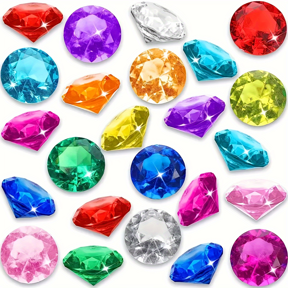 

20/50/100pcs Acrylic Dive Pool Large Assorted Colors Treasure Gems For Pirate Chest, Summer Underwater Swimming Beads, Birthday Party Pool Favors Decors