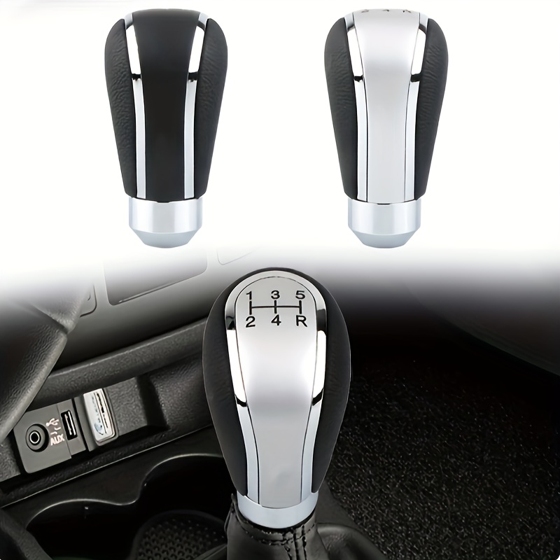 

5-speed Pu Leather Car Shift Knob, Gear Lever, Manual Transmission, Automatic Shift Lever, Black Silvery