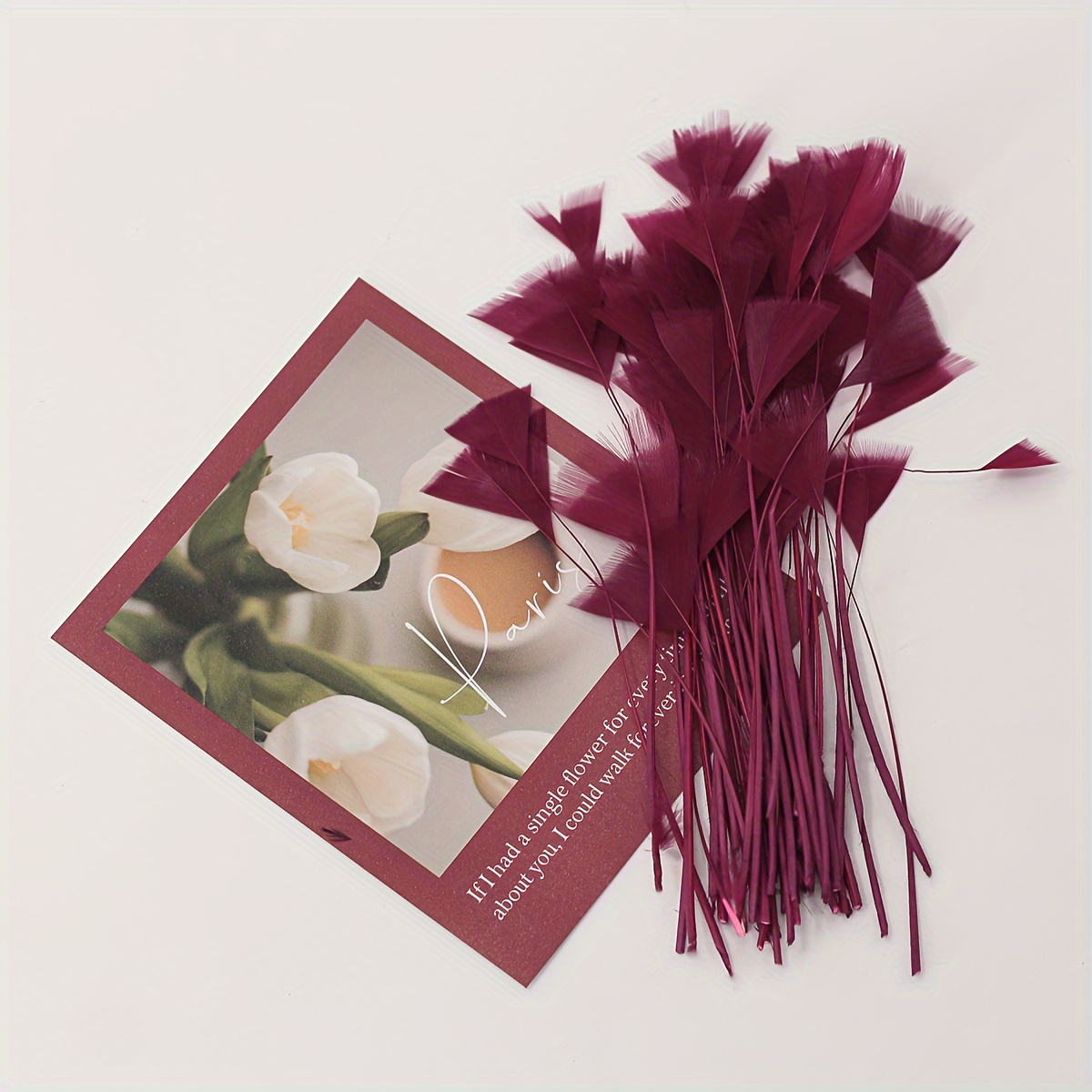 TEMU 100pcs 1pc Colored Feather Handmade Craft Triangle Feather Additions Goose Feather Wedding Apparel Christmas Halloween Holiday Stage Decoration