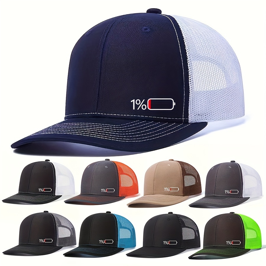 

1pc 1% Power Print Summer Mesh Baseball Cap, Casual Fashion Baseball Cap