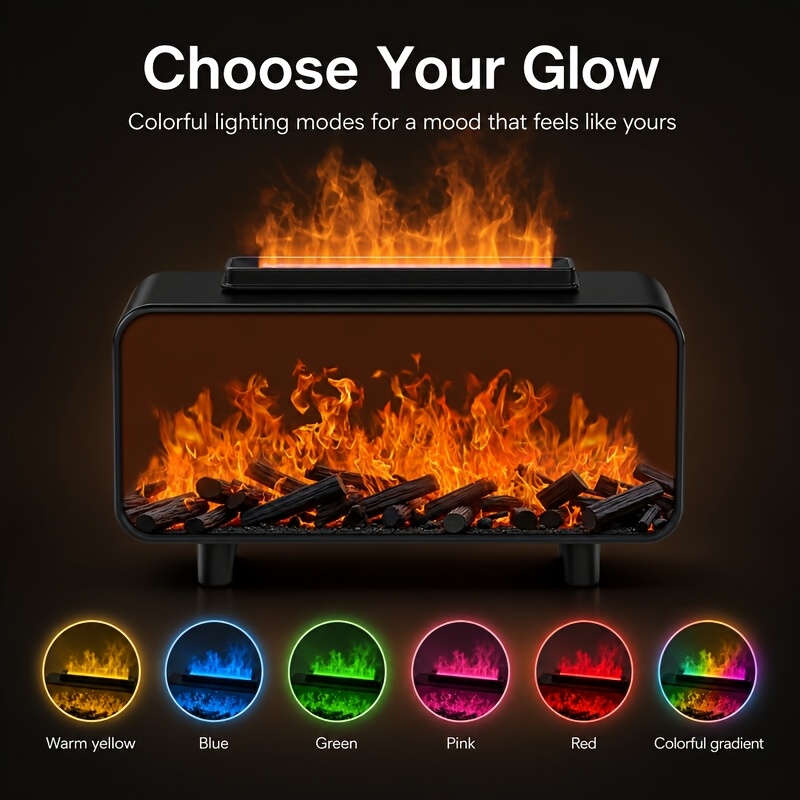 TEMU 1 diffuseur d' lumineux multicolore, , diffuseur de cheminée à flamme, silencieux pour chambre à coucher, ultra-silencieux avec protection