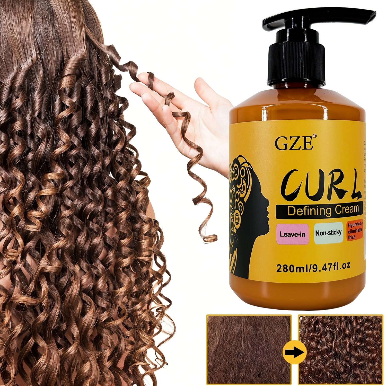 Image of Gze Defining Cream For Curls - Lightweight Non-greasy Deep Hydration Styling Care For Wavy And Curly Hair Detangling For Curls Enriched With Argan Oil