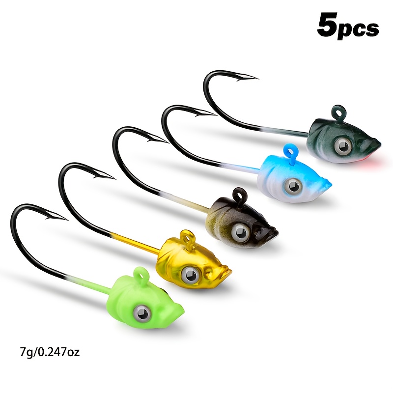 Image of Hqzoomee 5pcs Swimbait Jig Heads - Eyes And More- Swim Bait Jig Head Fishing Hooks For Use With Freshwater Or Saltwater Fishing Lures