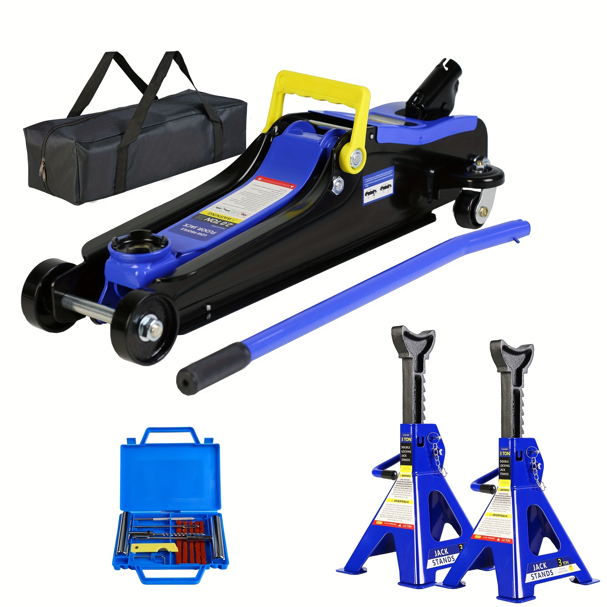 

Floor Jack, Low Profile Floor Jack, 3t Jack Stand Tire Repair Kit Heavy Duty Steel Racing Floor Jack With Single Piston Pump, Floor Jack Lifting Range 3.3"-15.2