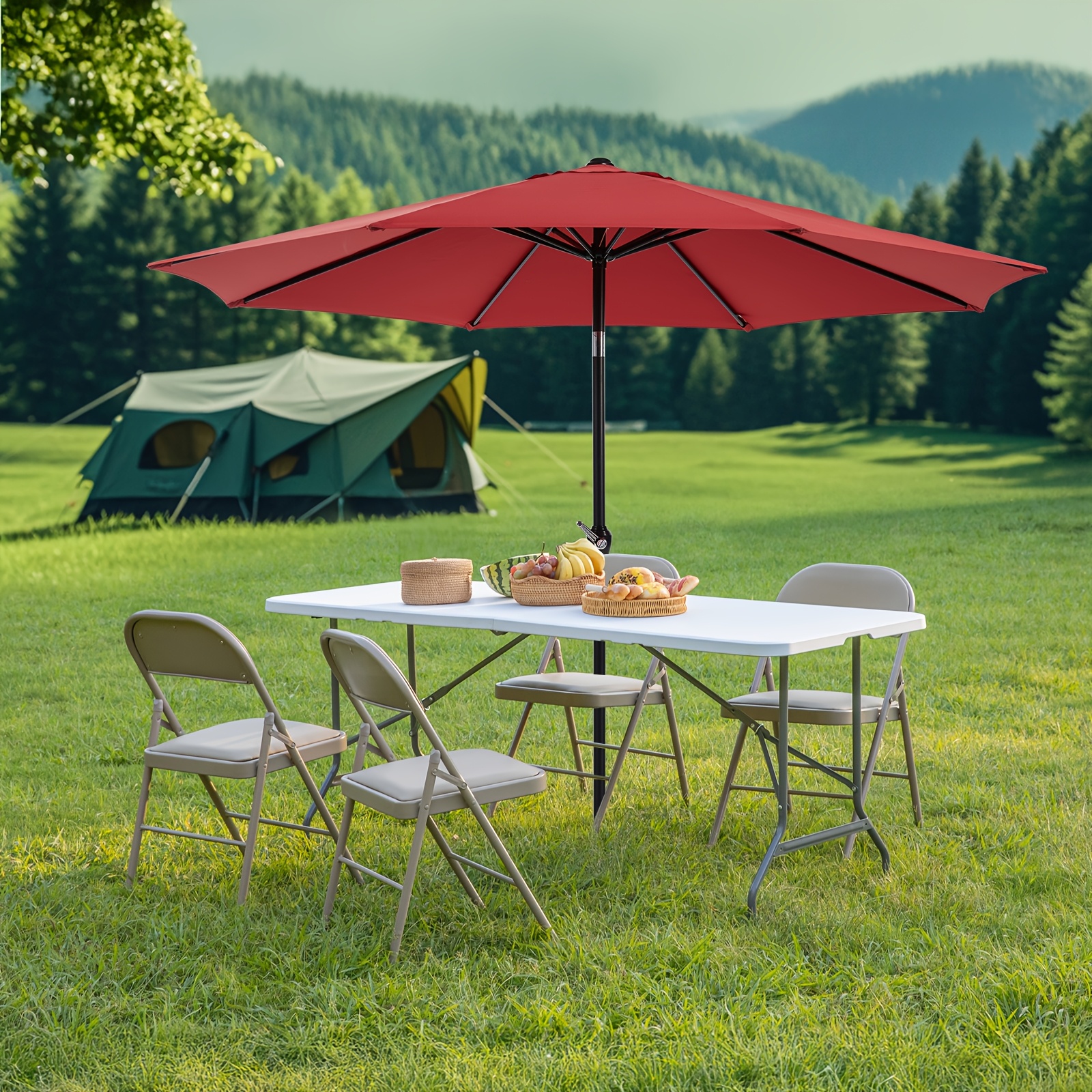 9ft Patio Umbrella, Outdoor Pool Umbrella, 9ft Camping Umbrella, Waterproof Table Umbrella