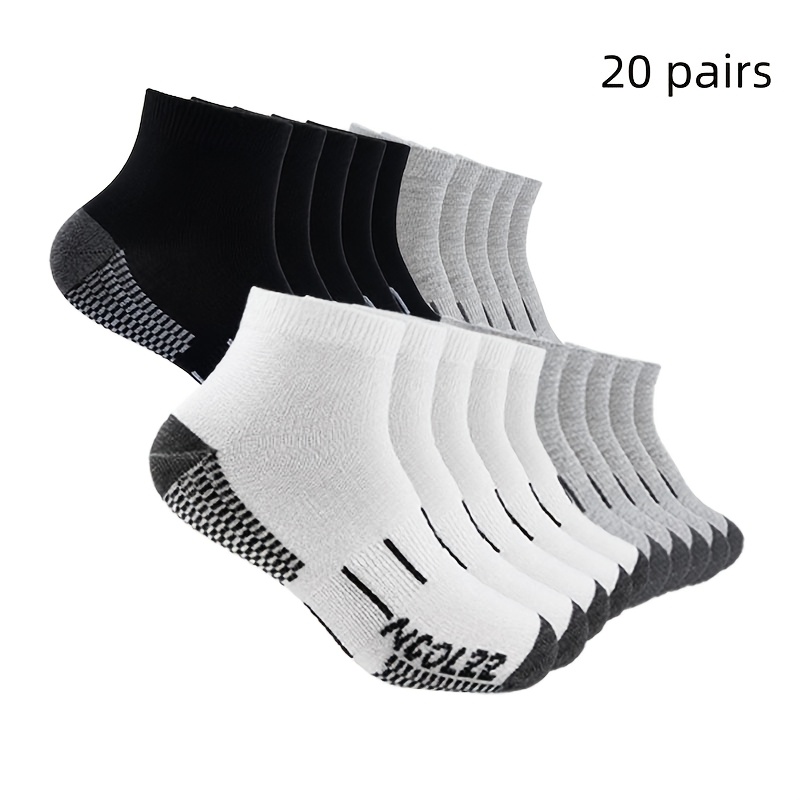 Image of 20 Pairs Of Men's Athletic Socks, Moisture-wicking, Cushioned, Low-cut Running Socks