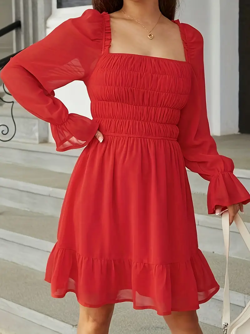 womens solid color long sleeve ruched backless dress square - Temu United Arab Emirates womens solid color long sleeve ruched backless dress square - Temu United Arab Emirates