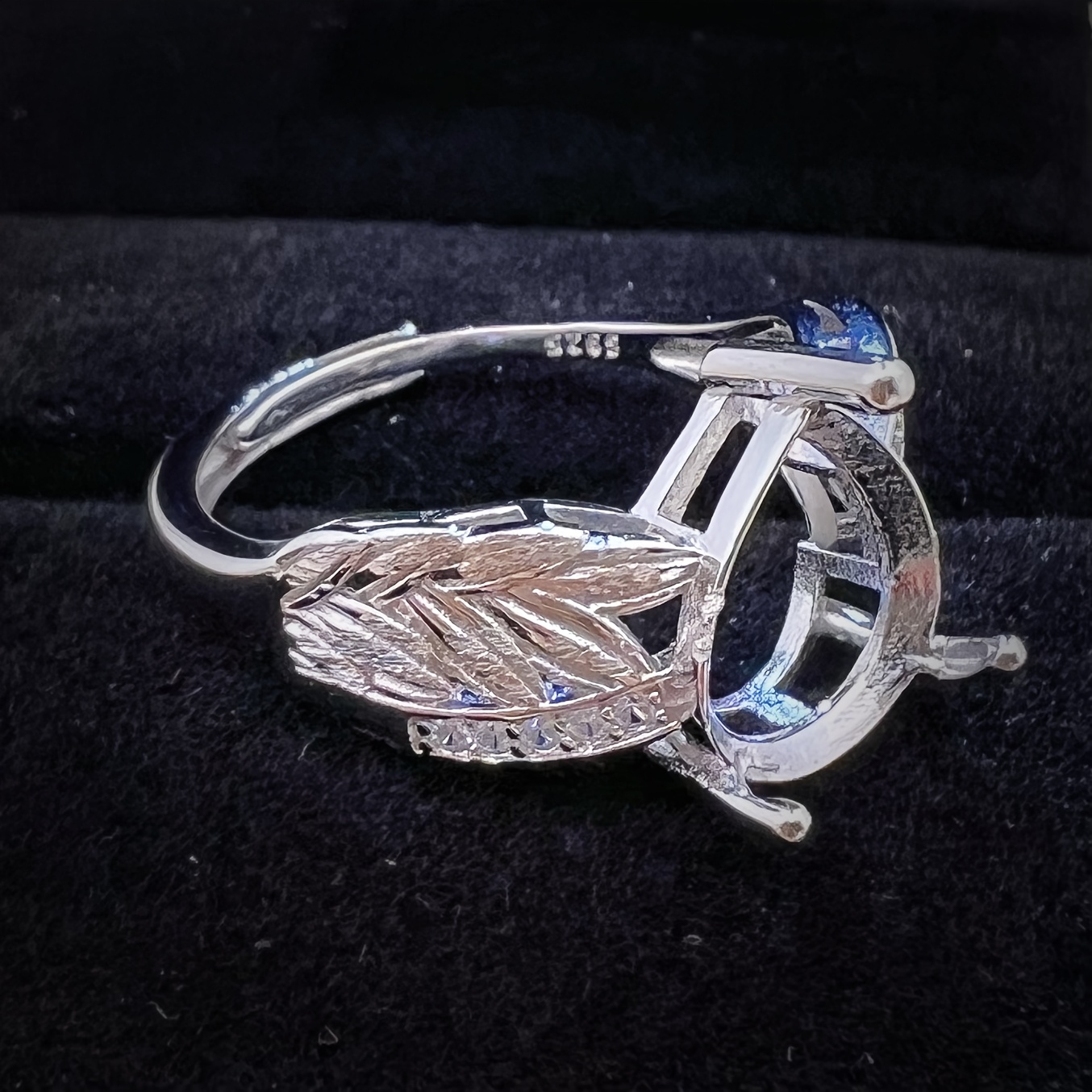 925 Silver Adjustable Ring w/Pendant 5A CZ DIY Charm Birthdays Weddings
