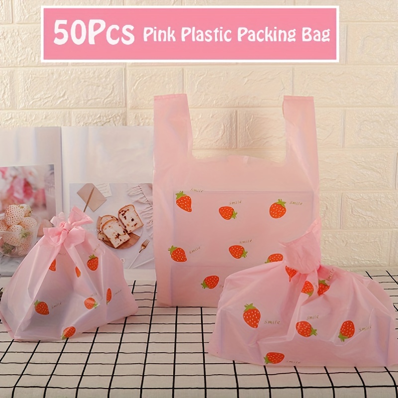 plastic packing bags cute strawberry printed Temu Kuwait