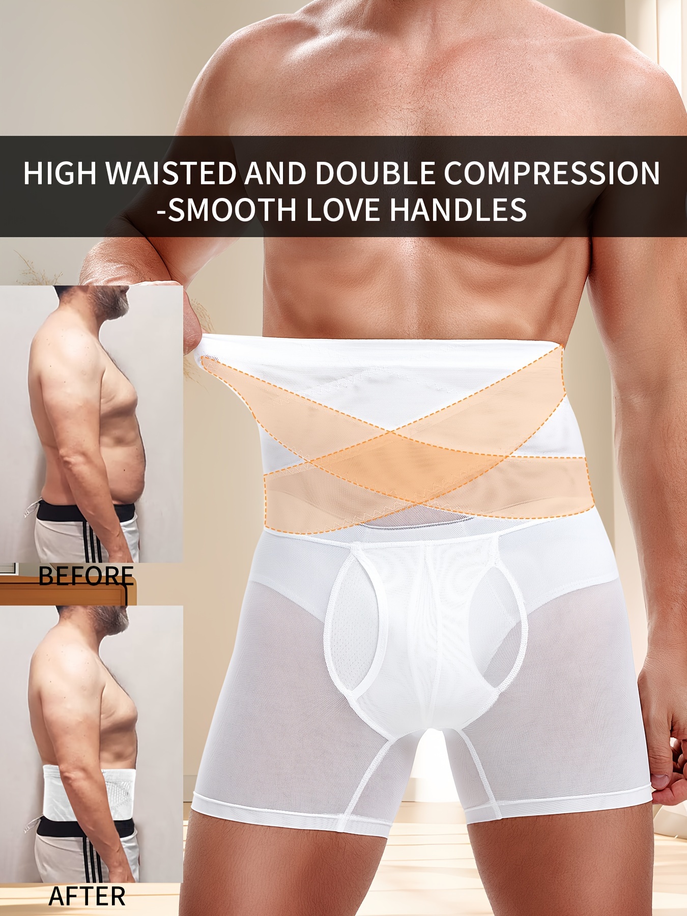 Men Tummy Control Shorts High Waist Slimming Body Shaper Compression Shapewear  Belly Girdle Underwear Boxer Briefs 