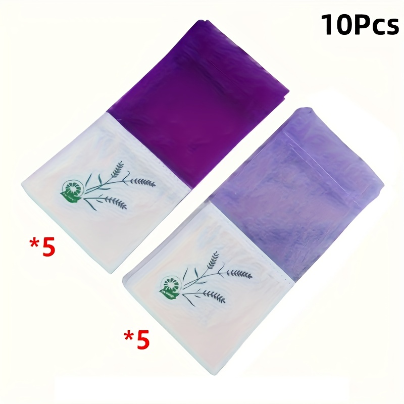 10pcs Bags Made Of Organza Fabric, With Polyester Fiber Material, Transparent Mesh With Patterns, Decorated With A Purple Ribbon . Suitable For Air , Daily Home Decoration, Does Not Contain Lavender