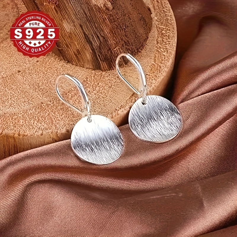 925 Sterling Silver Round Disc Earrings for Women