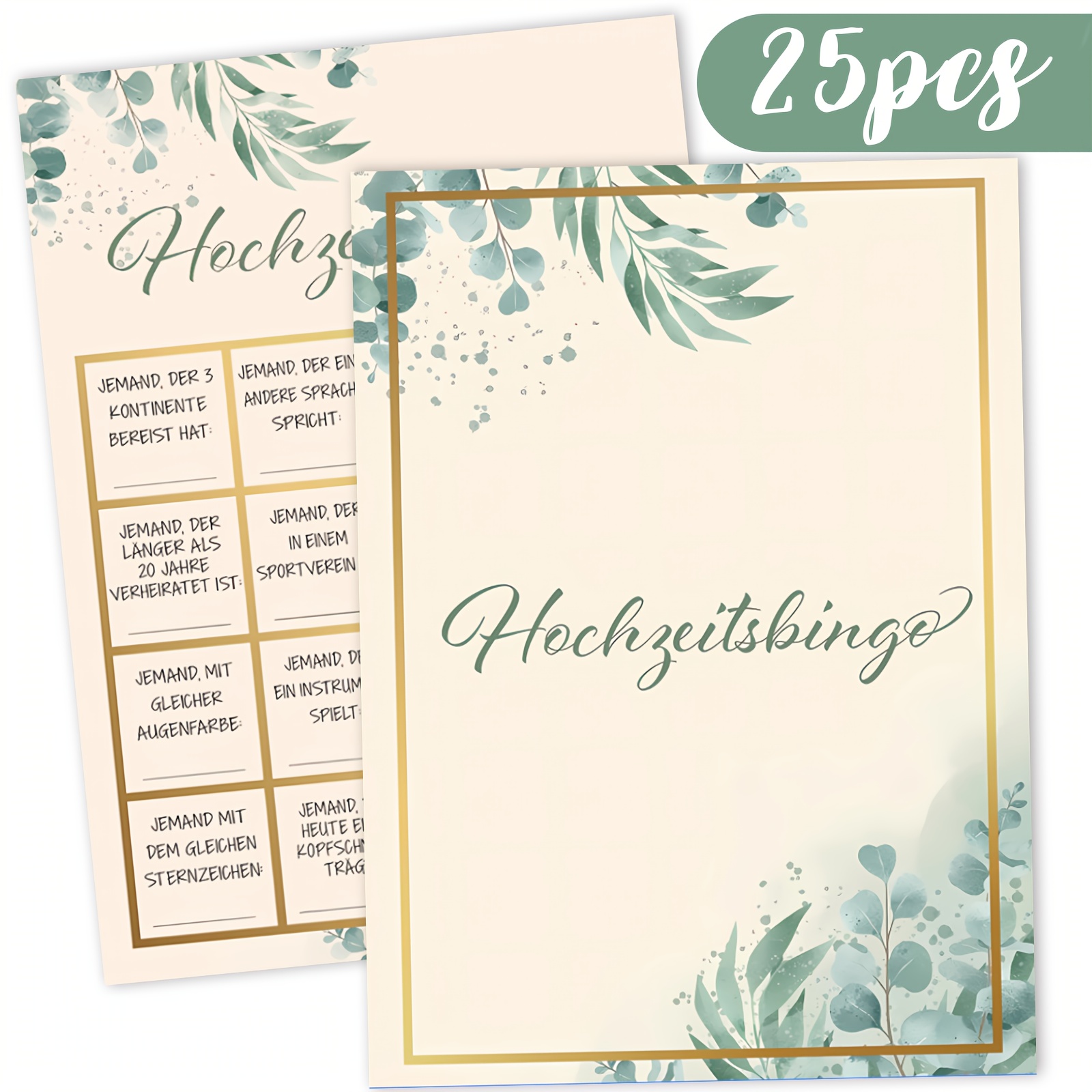 Image of 25pcs Wedding Bingo Cards, Including 18 Interesting Questions, Wedding Games For The Bride And Groom, Wedding , Allowing Guests To Interesting Wedding Games, Wedding Card Invitations