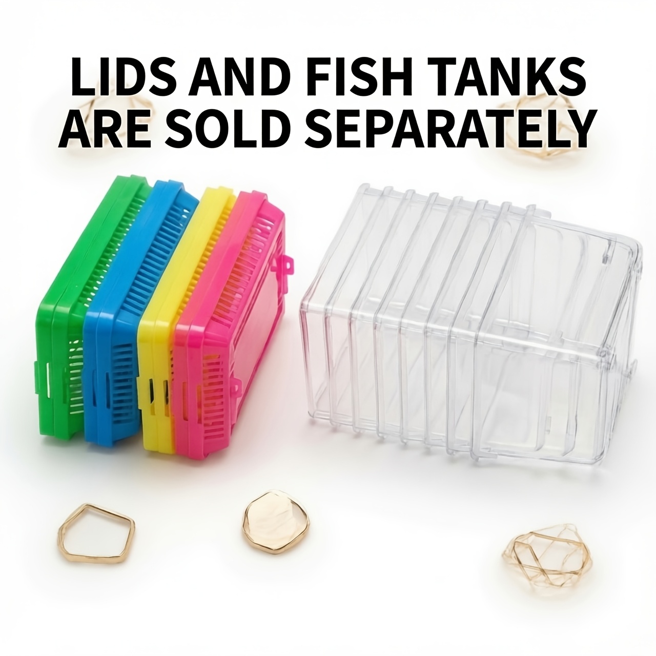 TEMU 8-pack Portable Clear Mini Fish Tank And Reptile Transport Box With Feeding Hatch | Plastic Small Fish Bowl And Breeding Box For Goldfish,