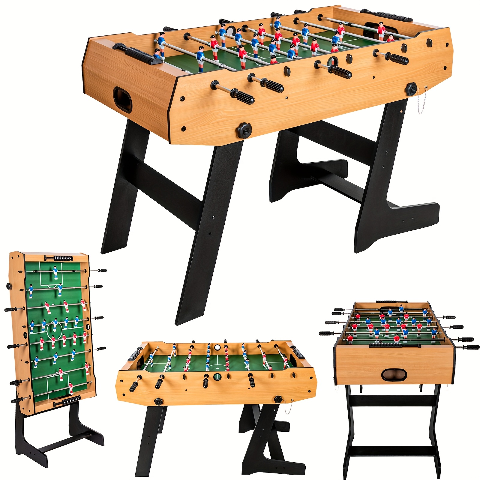 TEMU Hlc 4ft Folding Football Table Foosball Soccer Indoor Game Table With Retractable Pole , Indoor Entertainment, Activity, , Portable , Durable