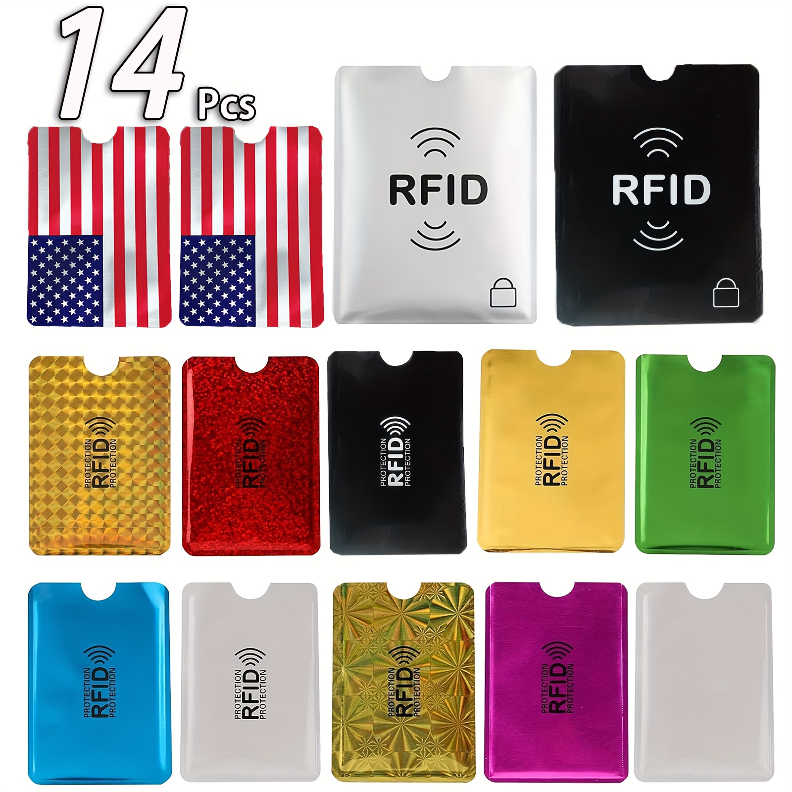 

14pcs Manchon de Blocage RFID 12 Porte-Cartes de Crédit et 2 Protecteurs de Passeport Protecteur de Carte de Crédit, Manchon de Blocage RFID, Portefeuille Ultra-Mince en Feuille d'Aluminium Étanche