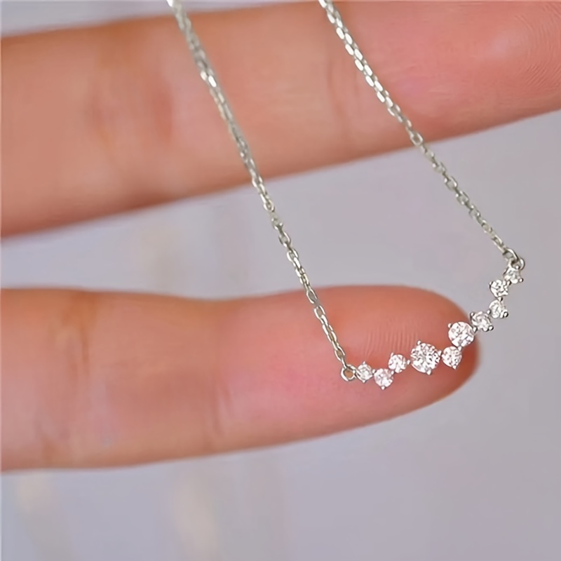 TEMU 1pc Women's Fashion Pendant Necklace, Simple Synthetic Zirconia Pendant Necklace For Bridal Wedding Engagement Ceremony, Collarbone Chain