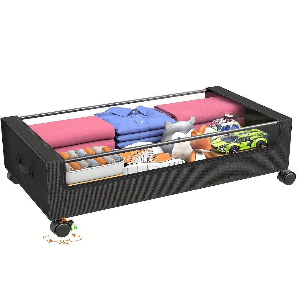 

Under Bed Storage With Wheels, Under Bed Shoe Storage Larger Capacity With Pvc Clear Window & , Under The Bed Storage Containers For Shoe Clothes Toy Book