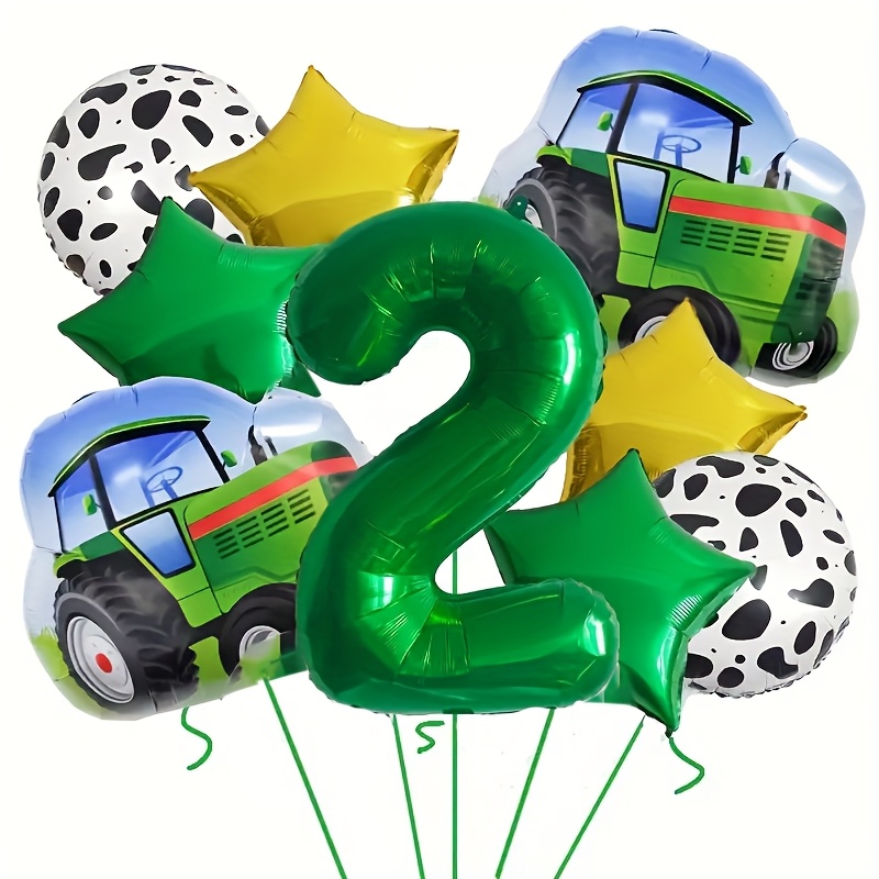 Image of 11pcs Green Number Balloon Set, With Green And Balloons, Includes 32-inch Green Numbers 1, 2, 3, 4, 5, 6 For Birthday Party Decorations, Back-to-, First Day Of School Supplies