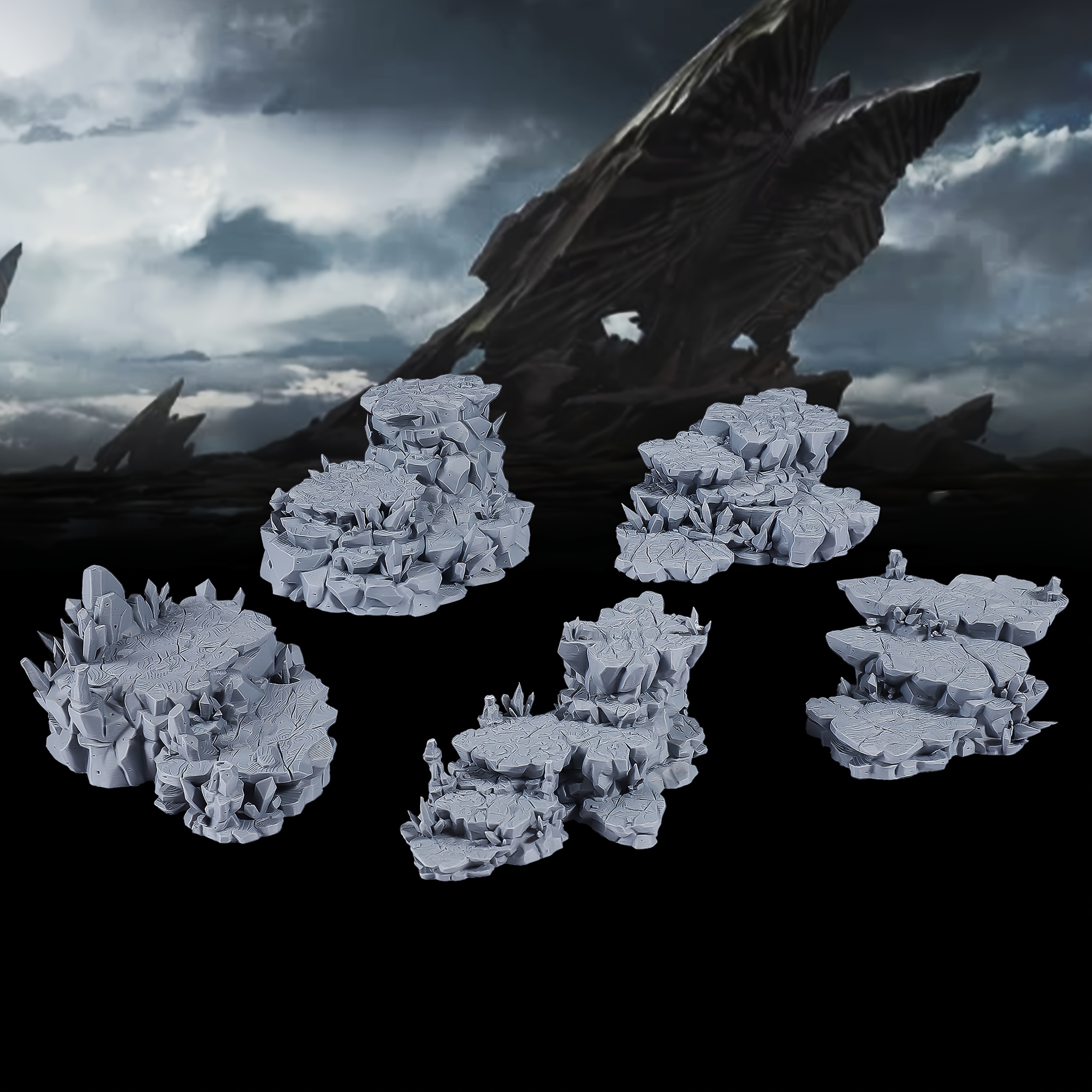 5pcs Rock Terrain Set For Tabletop Rpg Miniature Scenery