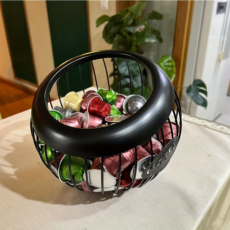 TEMU Simple Wrought Capsule Storage Rack, Large Capacity Coffee Capsule Storage Basket, Storage Rack, Hollow Basket, Home Storage Ornament, Room