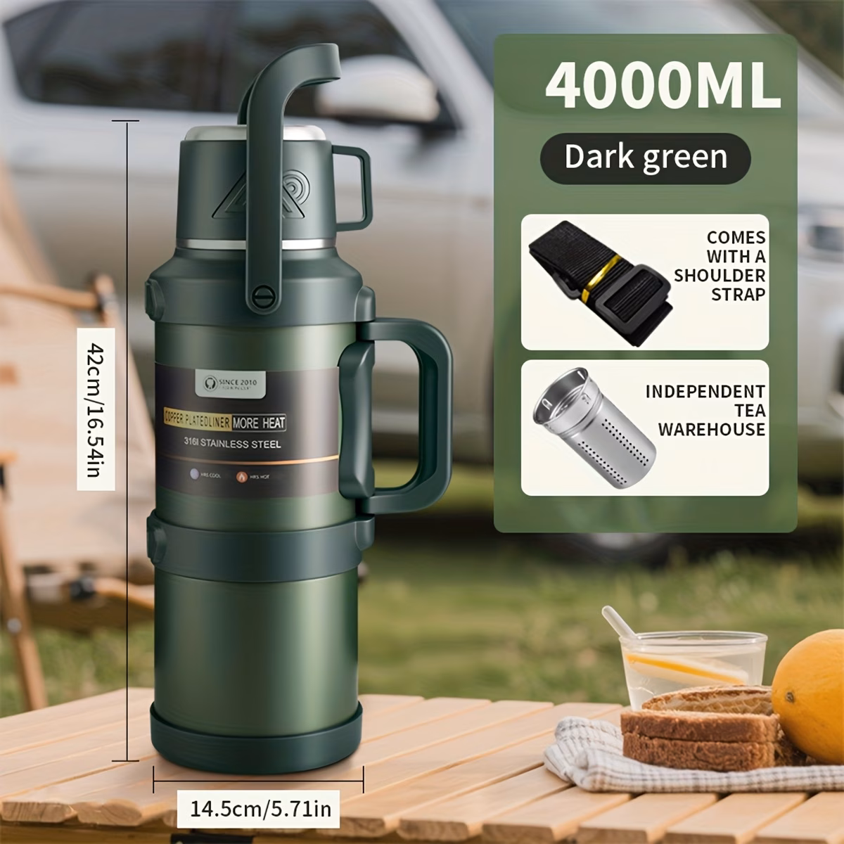 1pc Large Capacity Insulated Bottle, Insulated Ket...