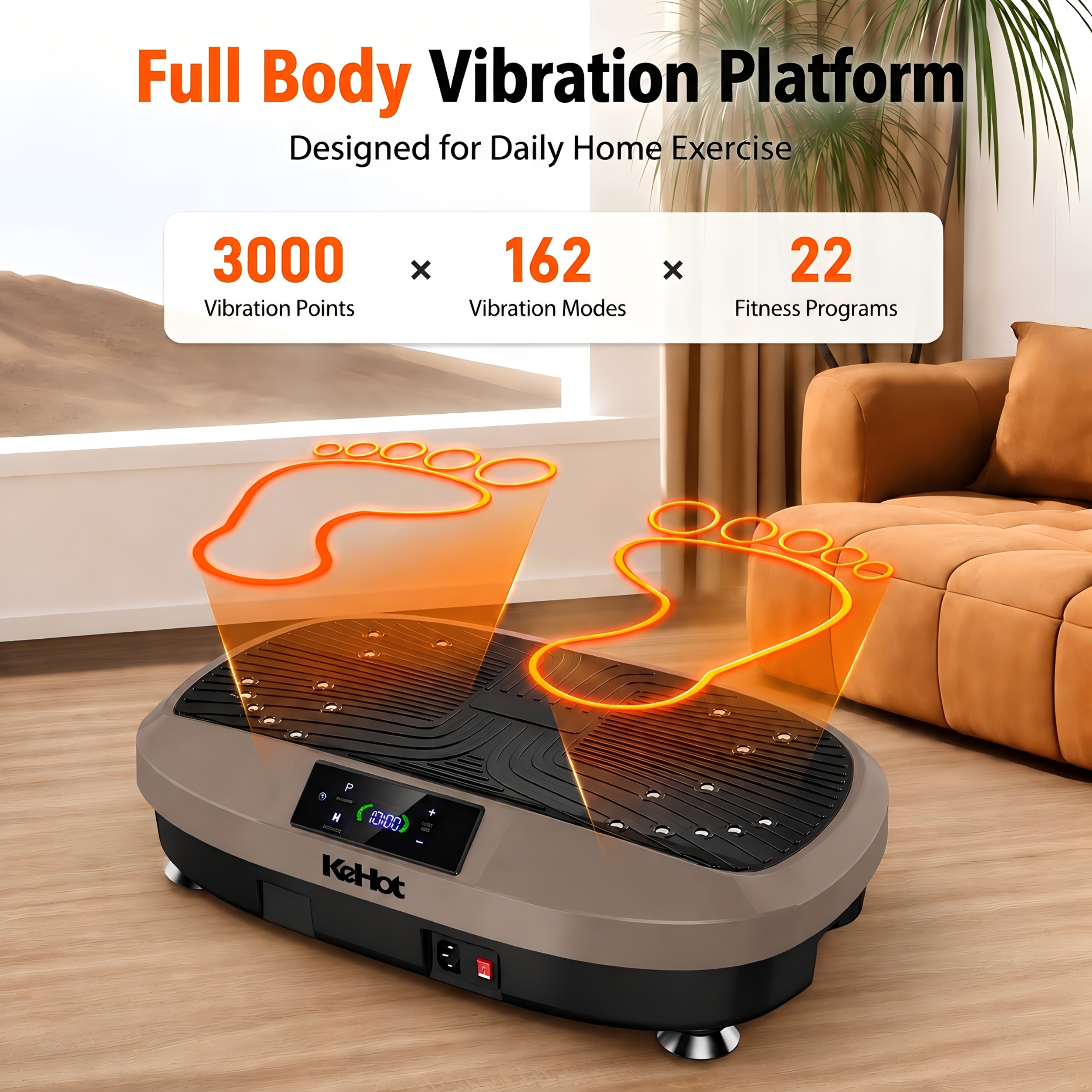Image of Kehot Vibration Plate Exercise Machine With Resistance Bands, 120 Speed Levels, Wireless Remote Control, Full Body Workout Platform, Led Control Panel, Home Fitness Equipment