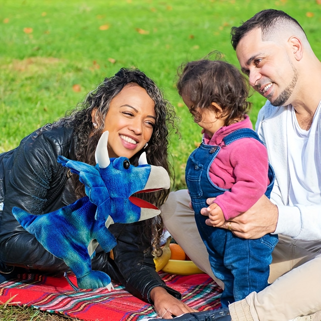 Dinosaur Hand Puppets 11.8 Inch Plush Stuffed Animals With Open Movable Mouth, Stuffed Animal Puppets Interactive Toy Storytelling Gifts For Birthday, Imaginative Play, Girls, Boys