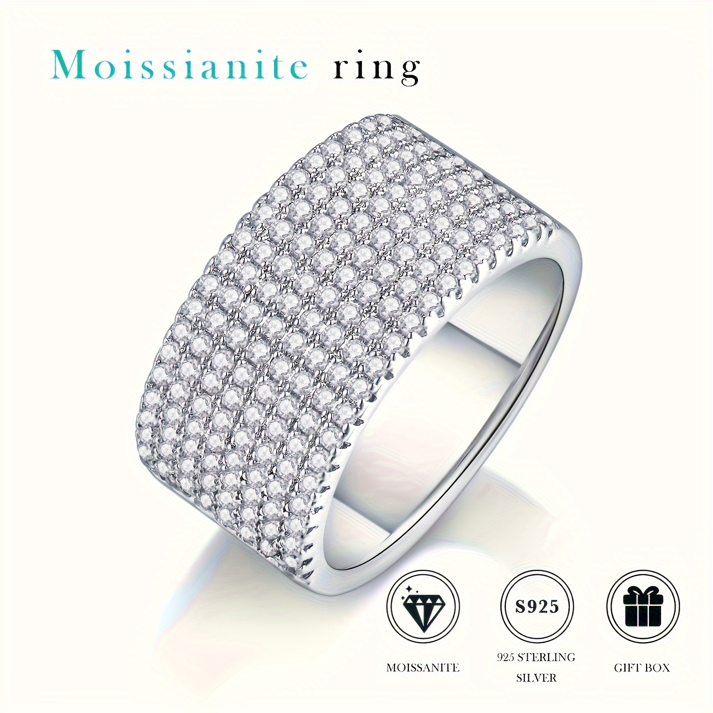 

925 Silver Moissanite Ring Jewelry & Accessories Men's & Women' Rings Gift For Him/her Daily Party Wear Valentine's Day Gift Graduation Gift For Man & Woman With Gift Box