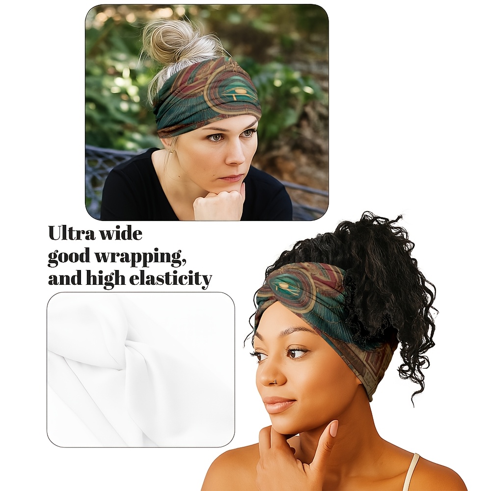 2D FLAT Ancient Egyptian Style Winged Eye Totem Headband, Washable And Easy to Care For, Daily Skin Care / Home Washing / Makeup Application / Face Washing And Masking / Suitable for Women