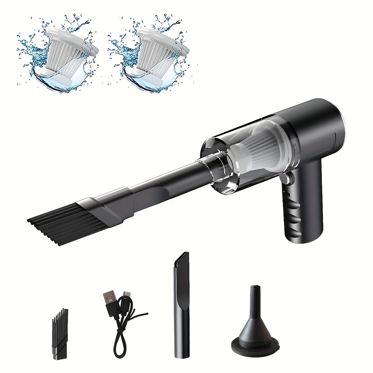 TEMU Mini Portable Cordless Handheld Vacuum Cleaner With 1 Washable Filters, Cyclone Inlet Cordless Vacuum Cleaner, Cleaner For Car/ Office/ Home