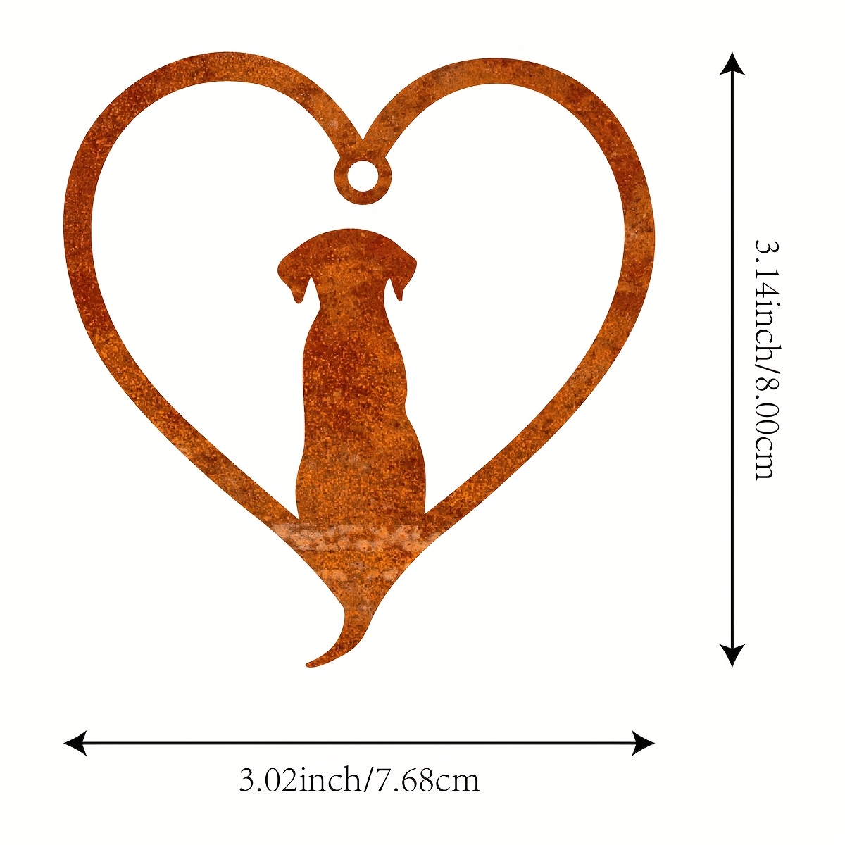 TEMU 1pc Rusty Dog Metal Ornament With Floral Cut-out Design - Vintage Rusted -shaped Christmas Tree Hanging Decor, Indoor/outdoor Wall Art, No