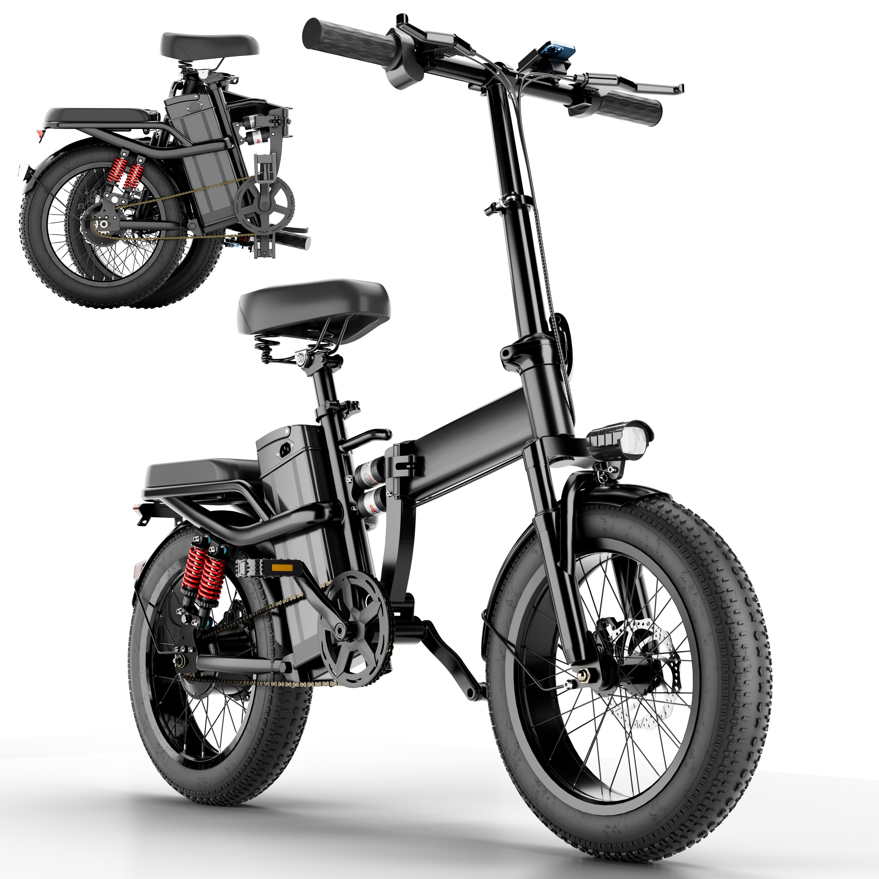 Electric Folding Bike 20mph Equipped Mirrors - Temu