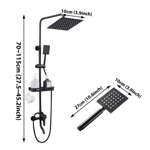 black square shower set with bidet sprayer with square overhead handheld spray gun and waterfall outlet and anti ideal for renters large families bathroom renovation upgrade all in and cleaning set